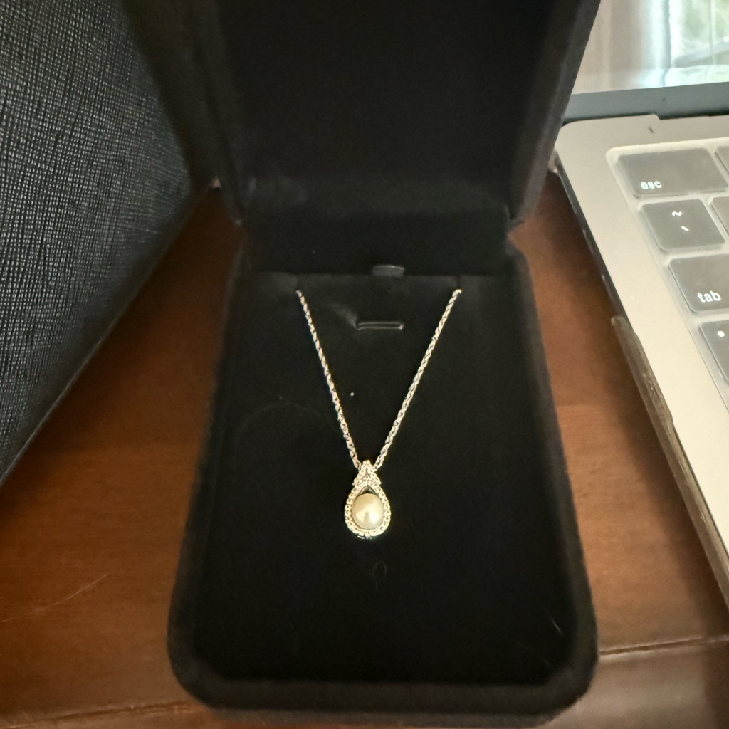 Elegant Silver Pearl Pendant Necklace 50$